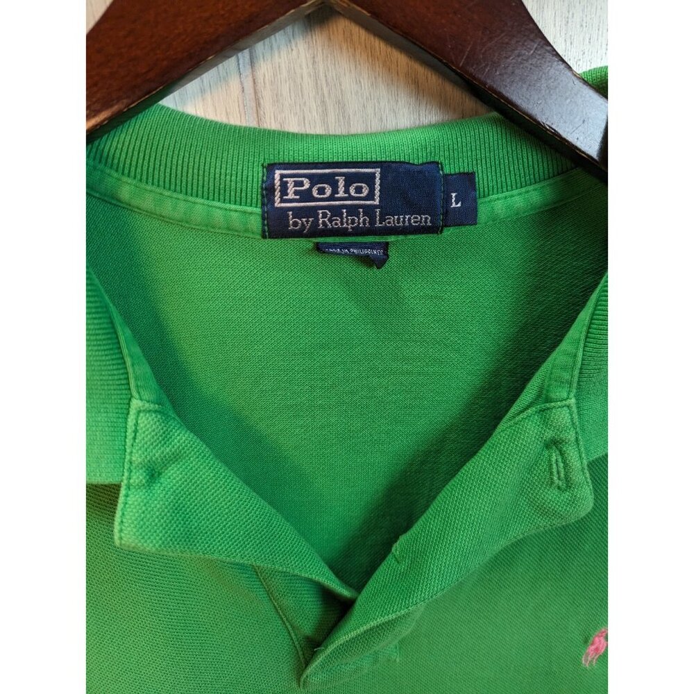 Ralph Lauren Polo Shirt Mens Large Classic Fit Green Pony Pink Golf Casual - Picture 3 of 5